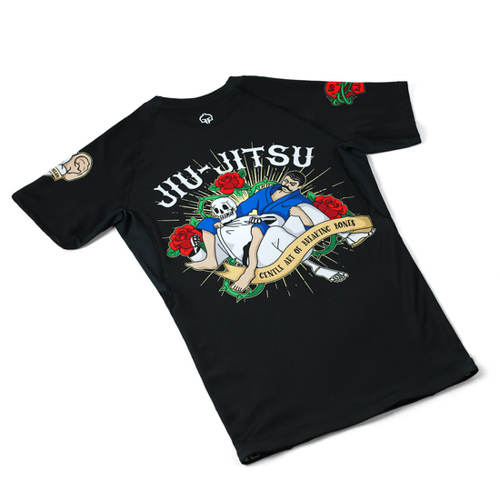 Rashguard pentru bărbați cu mâneci scurte Oldschool Ground Game negru