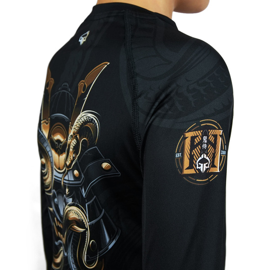 Rashguard pentru copii cu mâneci lungi Oni Samurai Ground Game negru