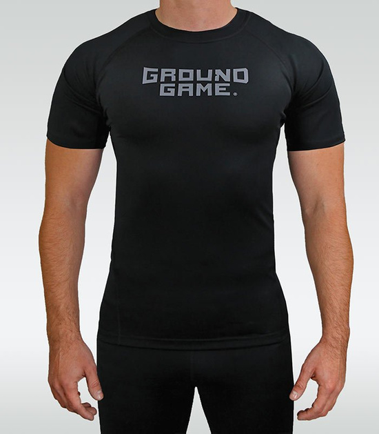 Rashguard pentru bărbați cu mâneci scurte Athletic Shadow Ground Game negru