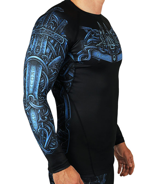 Rashguard pentru bărbați cu mâneci lungi Viking Ground Game negru