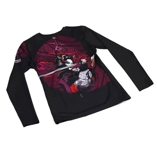 Rashguard pentru femei cu mâneci lungi Tsuru Warrior Ground Game negru