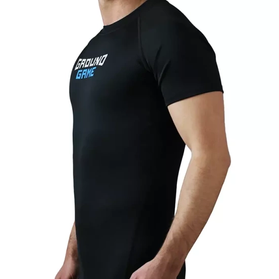 Rashguard pentru bărbați cu mâneci scurte Athletic Classic Ground Game negru
