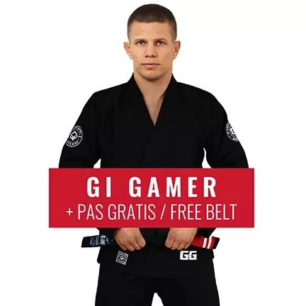 Kimono / GI BJJ Gamer Ground Game negru + centura GRATUITĂ