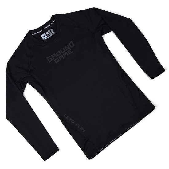 Rashguard pentru bărbați cu mâneci longi Athletic Shadow Black Ground Game negru