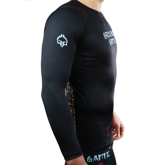 Rashguard pentru bărbați cu mâneci longi Ashi Garami Ground Game negru