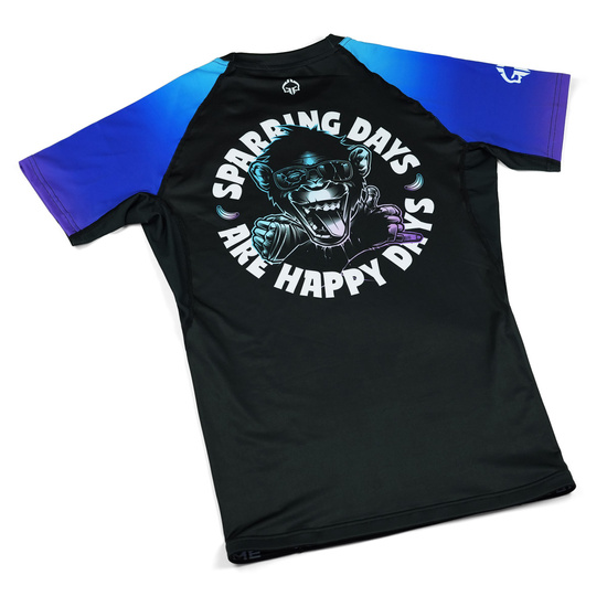 Rashguard pentru bărbați cu mâneci scurte Cheeky Monkey Ground Game negru