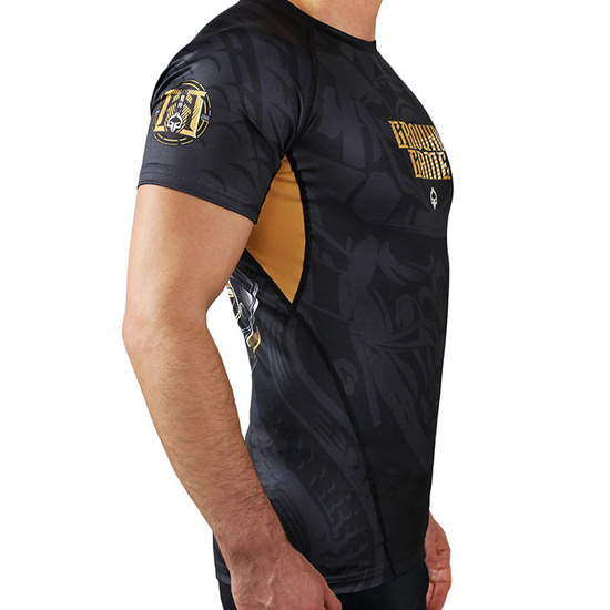 Rashguard pentru bărbați cu mâneci scurte Oni Samurai Ground Game negru