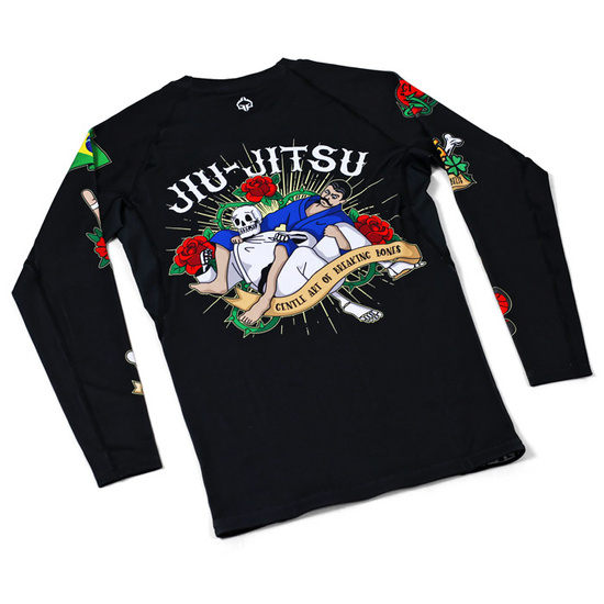 Rashguard pentru bărbați cu mâneci lungi Oldschool Ground Game negru