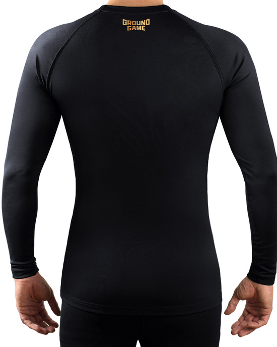 Rashguard pentru bărbați cu mâneci lungi Essential Gold Ground Game negru