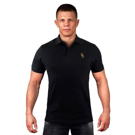 Tricou polo pentru bărbați Monogram Gold Ground Game negru