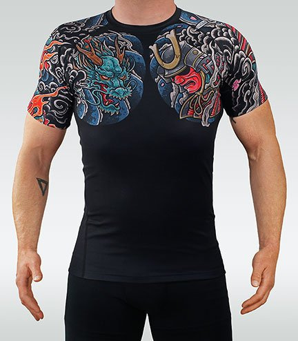 Rashguard pentru bărbați cu mâneci scurte Bushido 3.0 Ground Game negru