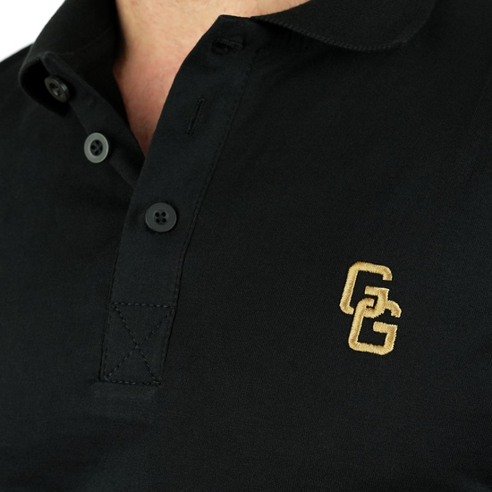 Tricou polo pentru bărbați Monogram Gold Ground Game negru