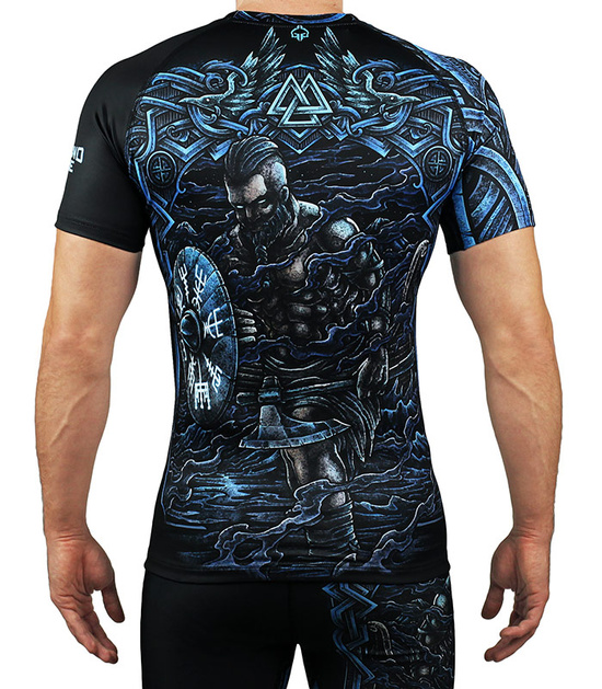 Rashguard pentru bărbați cu mâneci scurte Viking Ground Game negru