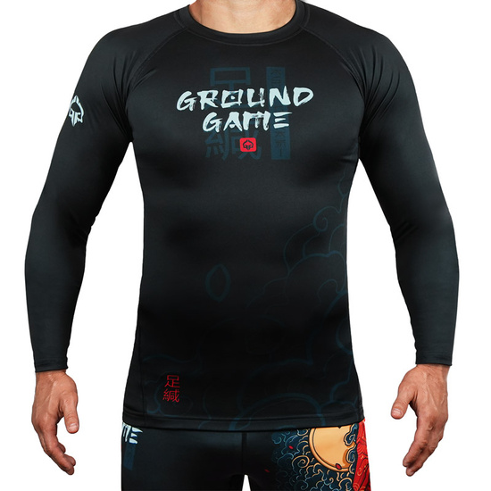 Rashguard pentru bărbați cu mâneci longi Ashi Garami Ground Game negru