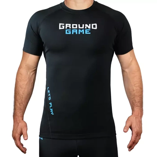 Rashguard pentru bărbați cu mâneci scurte Athletic Classic Ground Game negru