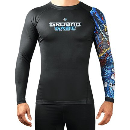 Rashguard pentru bărbați cu mâneci lungi Yokai 2.0 Ground Game negru