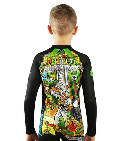 Rashguard pentru copii cu mâneci lungi Brasil Kids Ground Game negru