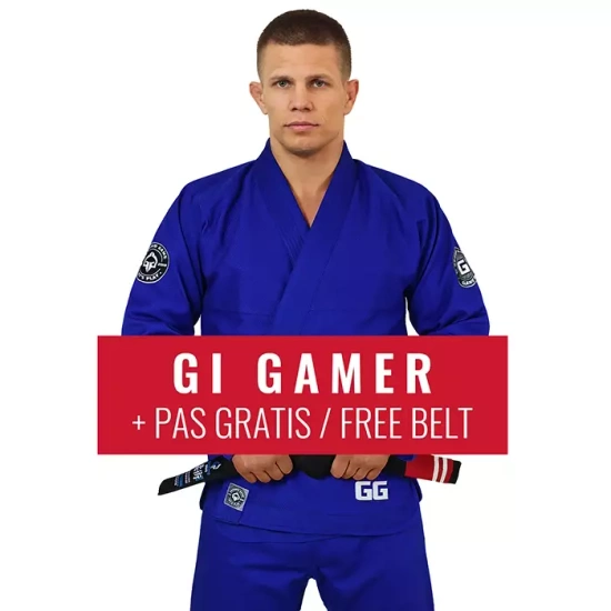 Kimono / GI BJJ Gamer Ground Game albastru + centura GRATUITĂ