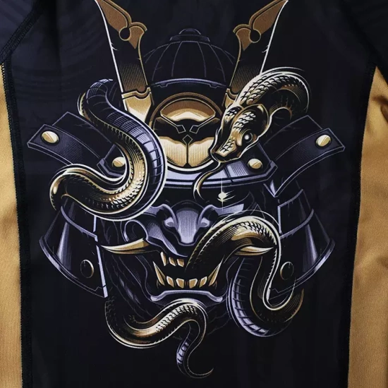 Rashguard pentru copii cu mâneci scurte Oni Samurai Ground Game negru