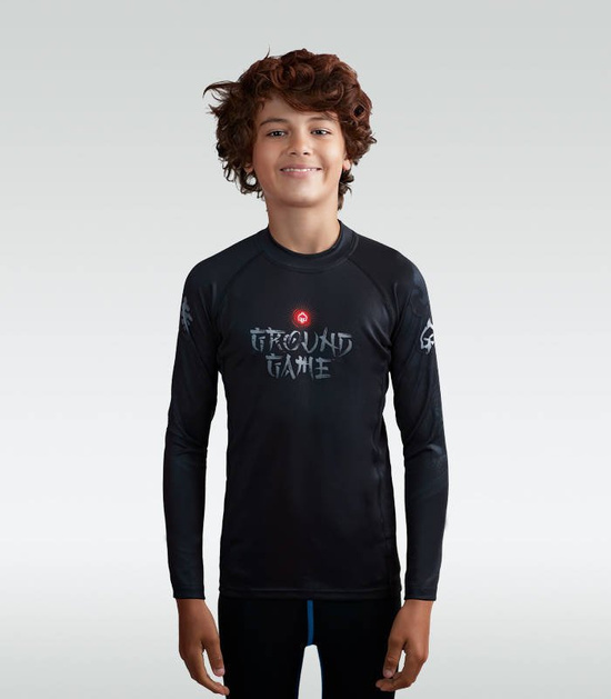 Rashguard pentru copii cu mâneci lungi Samurai 2.0 Kids Ground Game negru