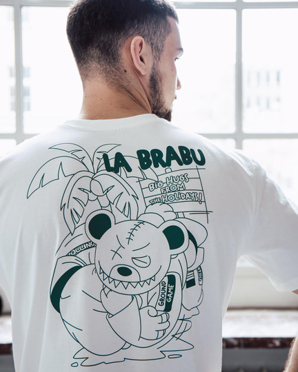 Tricou pentru bărbați La Brabu Oversize Ground Game (Bej)