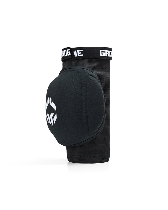 Genunchiere flexibile, confecționate pentru Muay Thai Logo Ground Game negru