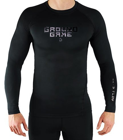 Rashguard pentru bărbați cu mâneci lungi Athletic Shiny Ground Game negru