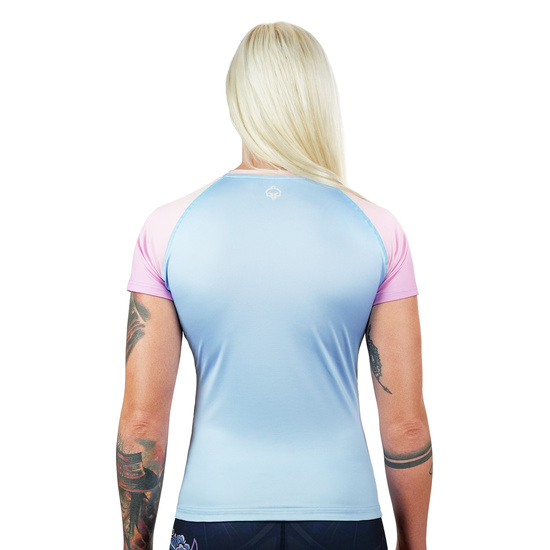 Rashguard pentru femei cu mâneci scurte Athletic Light Blue Ground Game