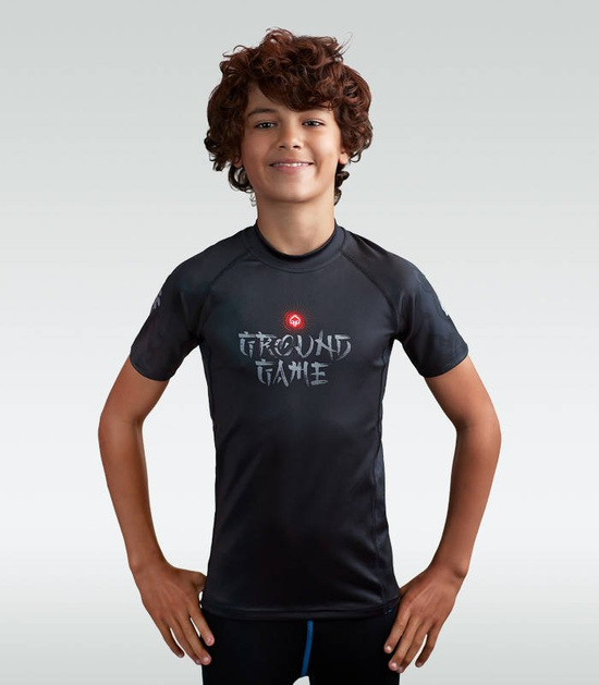 Rashguard pentru copii cu mâneci scurte Samurai 2.0 Kids Ground Game negru