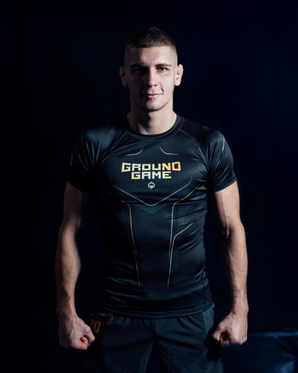 Rashguard pentru bărbați cu mâneci scurte Gold 2.0 Ground Game negru