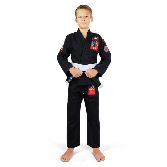 Kimono / GI BJJ pentru copii Ninja Ground Game negru + centura GRATUITĂ