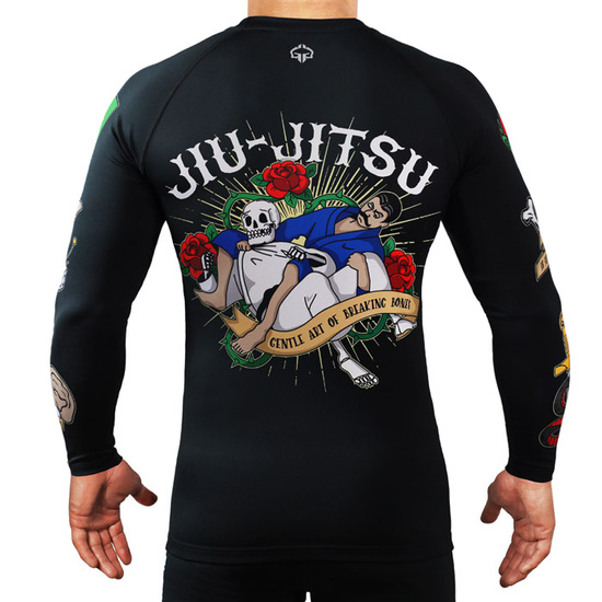 Rashguard pentru bărbați cu mâneci lungi Oldschool Ground Game negru