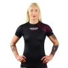 Rashguard pentru femei cu mâneci scurte Tsuru Warior Ground Game negru