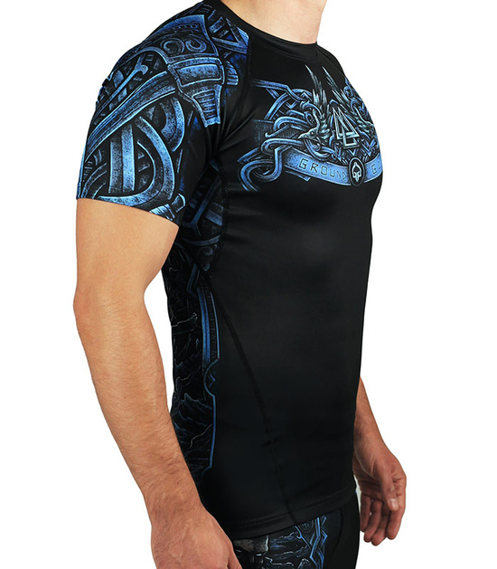 Rashguard pentru bărbați cu mâneci scurte Viking Ground Game negru