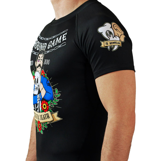 Rashguard pentru bărbați cu mâneci scurte Oldschool Ground Game negru