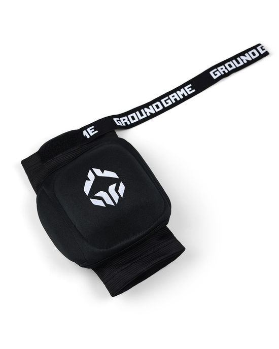 Genunchiere flexibile, confecționate pentru Muay Thai Logo Ground Game negru