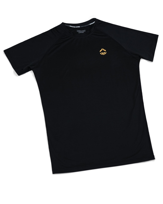 Rashguard pentru bărbați cu mâneci scurte Essential Gold Ground Game negru