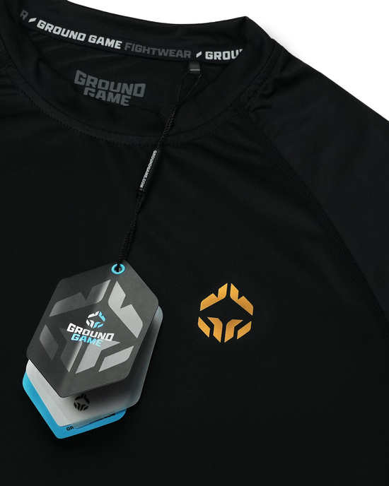 Rashguard pentru bărbați cu mâneci lungi Essential Gold Ground Game negru