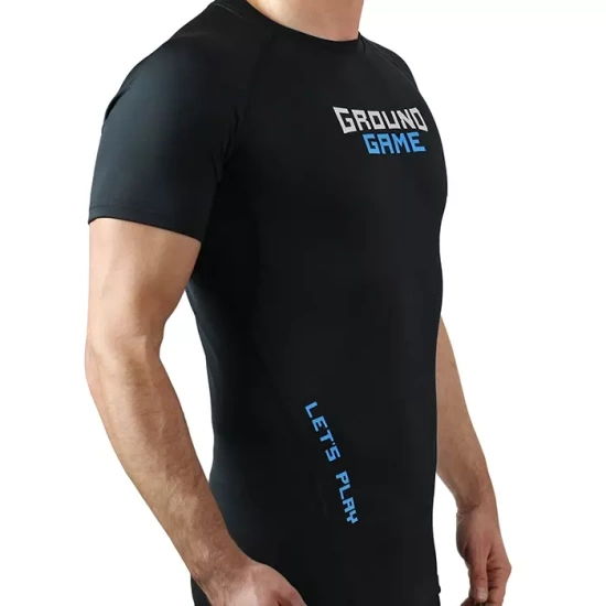 Rashguard pentru bărbați cu mâneci scurte Athletic Classic Ground Game negru