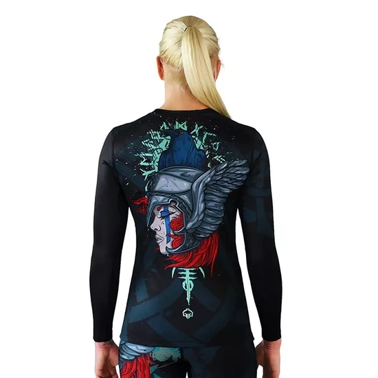 Rashguard pentru femei cu mâneci lungi Valkyria Ground Game negru