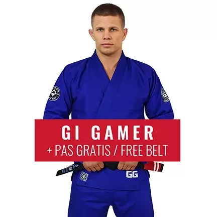 Kimono / GI BJJ Gamer Ground Game albastru + centura GRATUITĂ