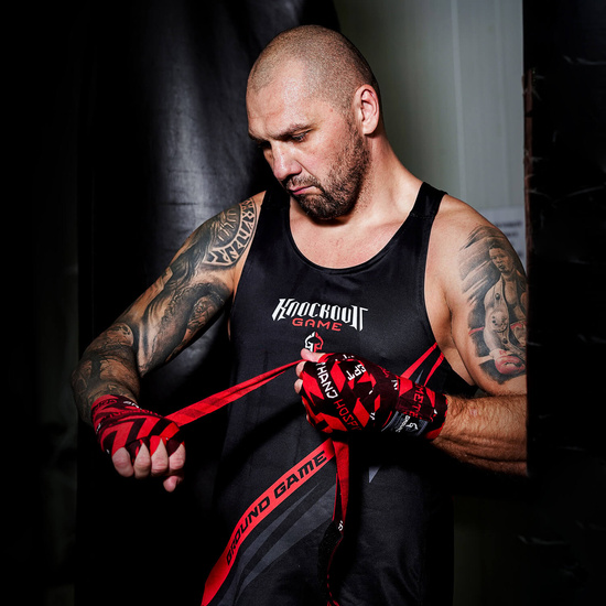 Bandaje de box Hellfire 4 m Ground Game roșu