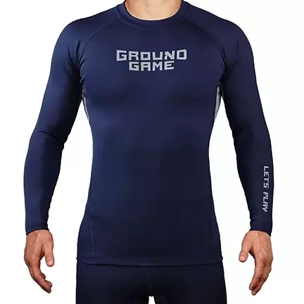 Rashguard pentru bărbați cu mâneci lungi Athletic Skin Navy Ground Game albastru închis