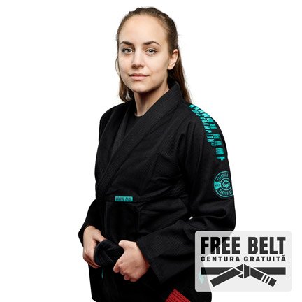 Kimono / GI BJJ Champion 3.0 Mint pentru femei Ground Game (Negru) + centura GRATUITĂ