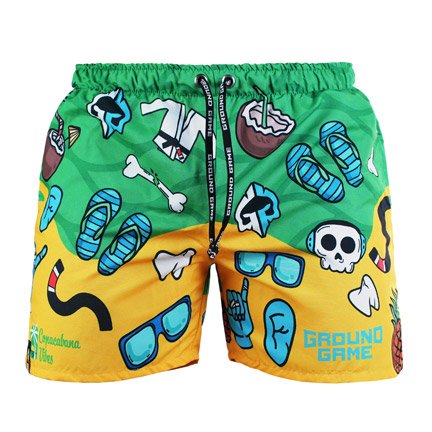 Pantaloni scurți pentru înot Copacabana (BJJ style) Ground Game verde / galben