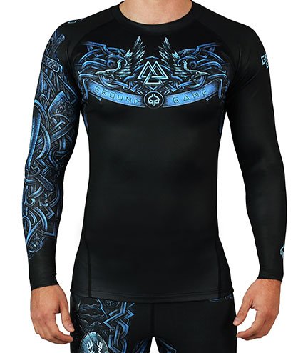 Rashguard pentru bărbați cu mâneci lungi Viking Ground Game negru