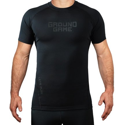 Rashguard pentru bărbați cu mâneci scurte Ashi Garami Ground Game negru