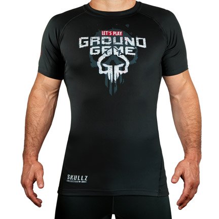 Rashguard pentru bărbați cu mâneci scurte Skullz   Ground Game negru