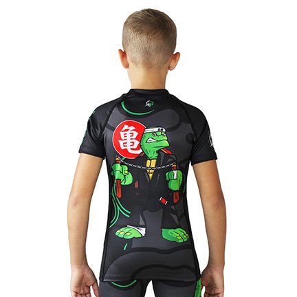 Rashguard pentru copii cu mâneci scurte Kame Ground Game negru