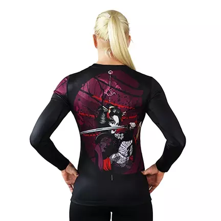 Rashguard pentru femei cu mâneci lungi Tsuru Warrior Ground Game negru